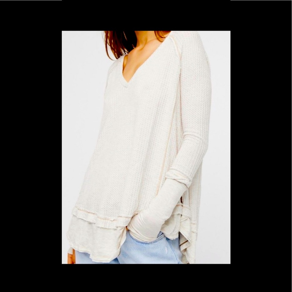 We The Free Laguna waffle Top White size SMALL oversized